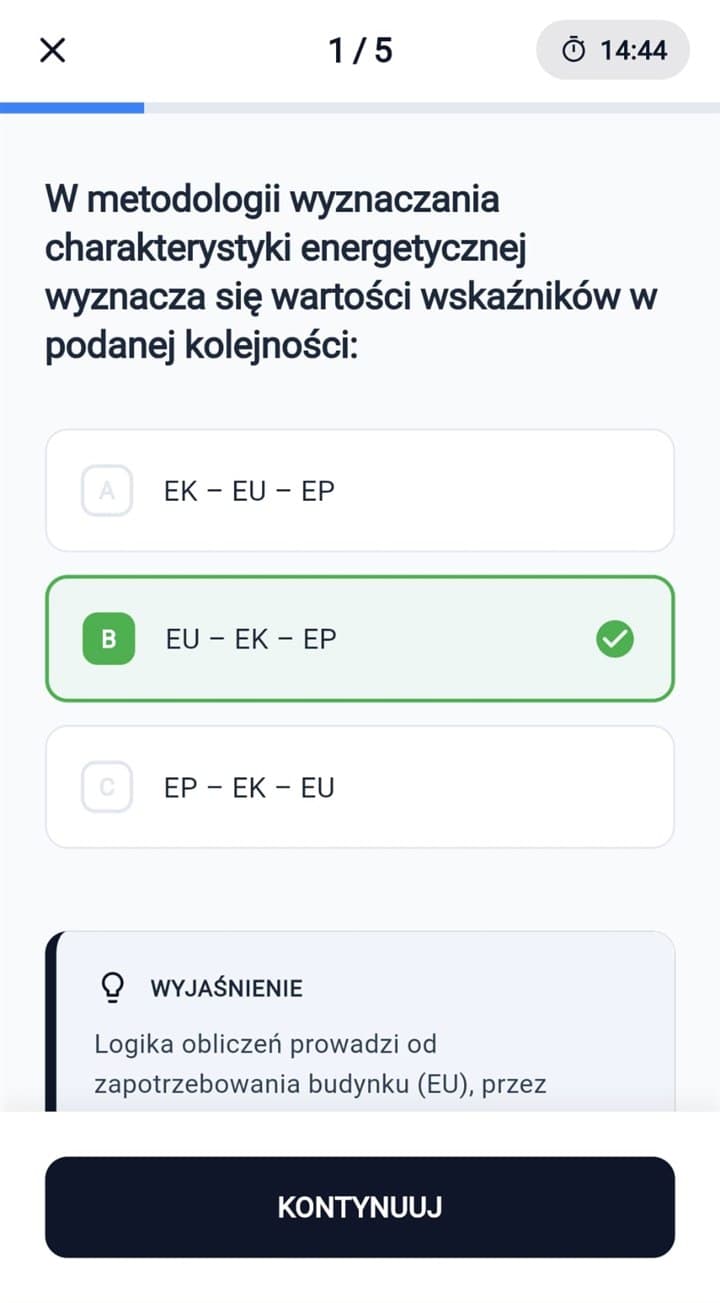 Platforma Edukacyjna PAE - Tryb testu
